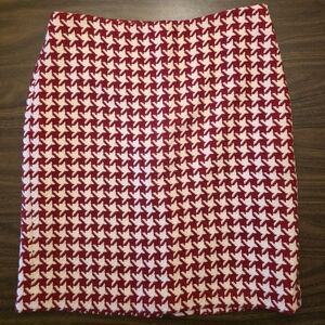Sz 6 Talbots red and white houndstooth wool skirt